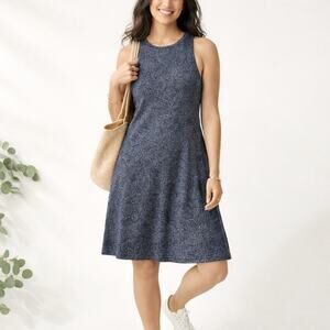 Athleta Santorini Thera Printed A-Line Dress Women’s Small Blue Stretch